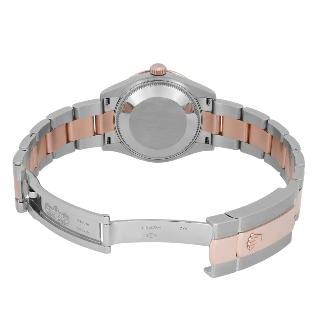 Back View Of Solid Back Case And Open Stainless Steel,Rose Gold Band Of Rolex 278341RBR Watch Unworn Condition
