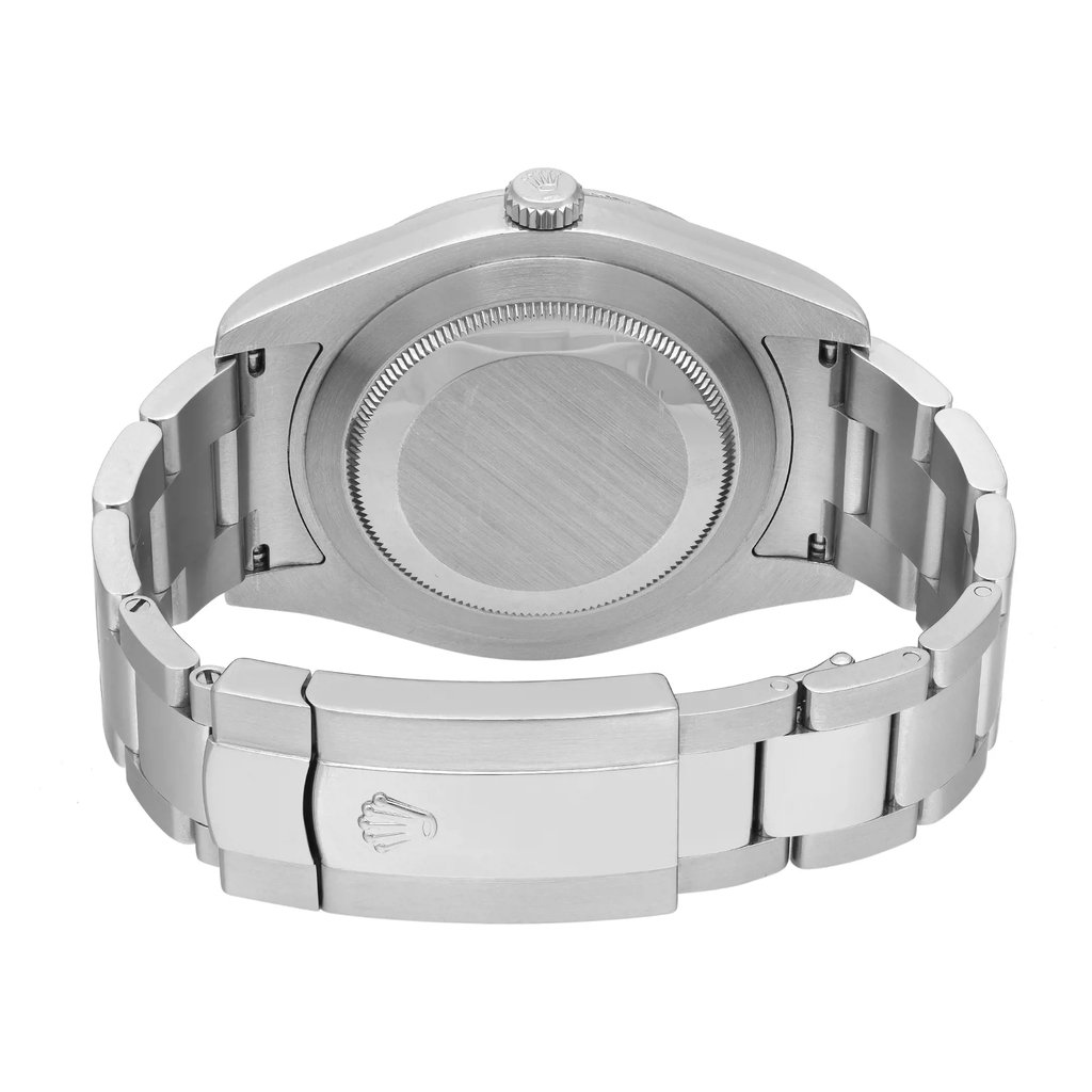 Back View Of Screwback Back Case And Closed Stainless Steel Band Of Rolex 116334 Watch Pre Owned Condition
