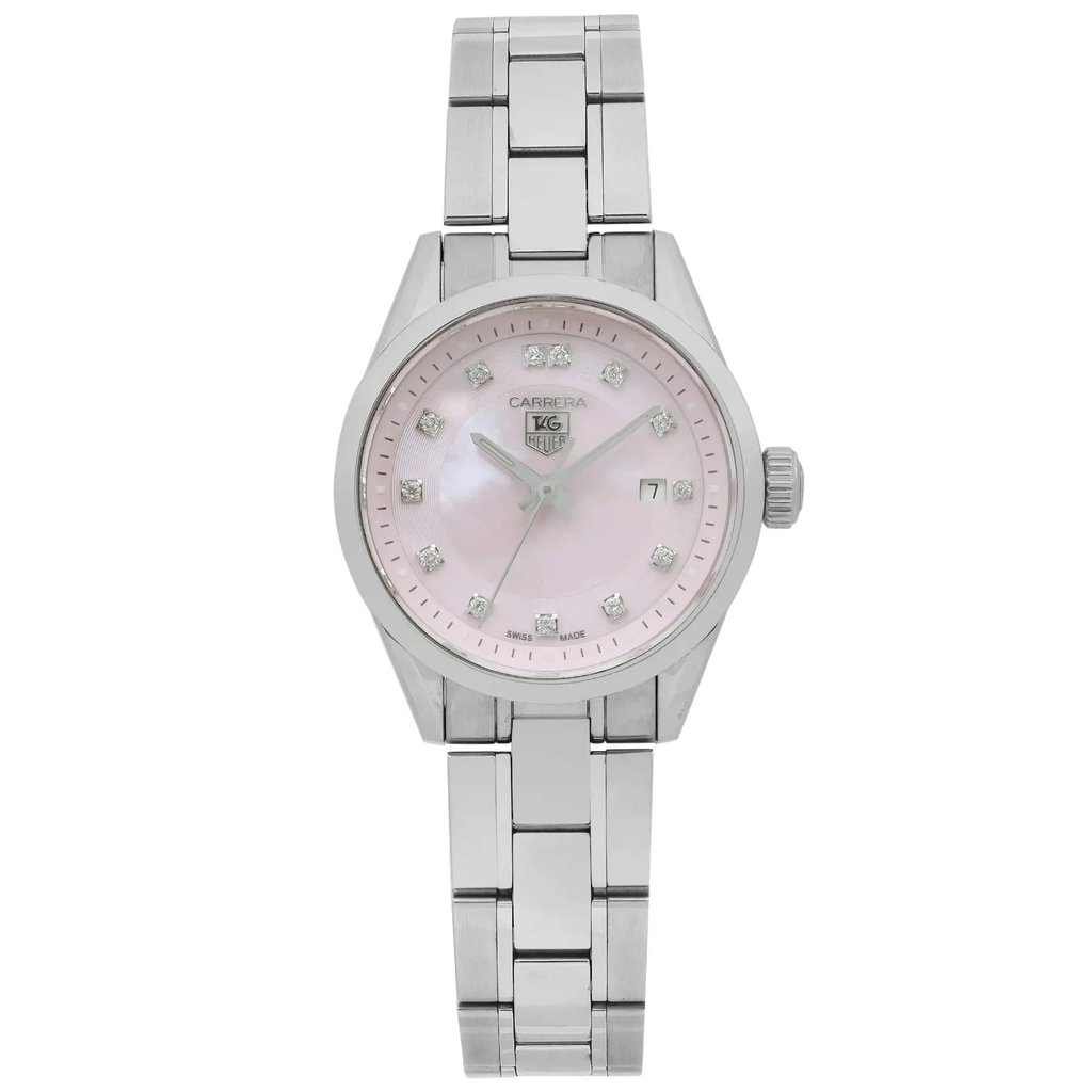 Front Full View Of TAG Heuer WV1417.BA0793 Stainless Steel Watch Pre Owned Condition Good