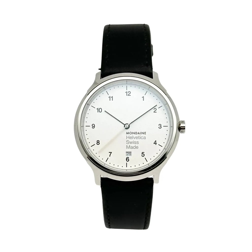 Front Full View Of Mondaine MH1.R2210.LB Stainless Steel Watch Display Model Condition Excellent