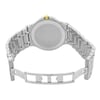 An image of a pre-owned wristwatch showing the back view with an open clasp. The watch is positioned upright with the metal bracelet fully displayed. The clasp is open and visible, revealing the intricate links of the band. The image is taken from a straight-on angle at a moderate distance, highlighting the watch's stainless steel finish and the golden crown on the side.