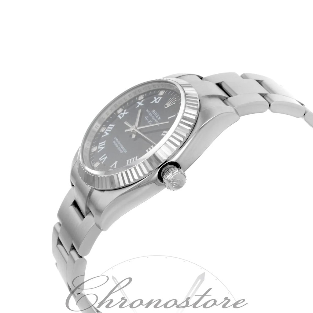 View Of Crown Facing Side Of Rolex 114234 Stainless Steel Watch Pre Owned Condition