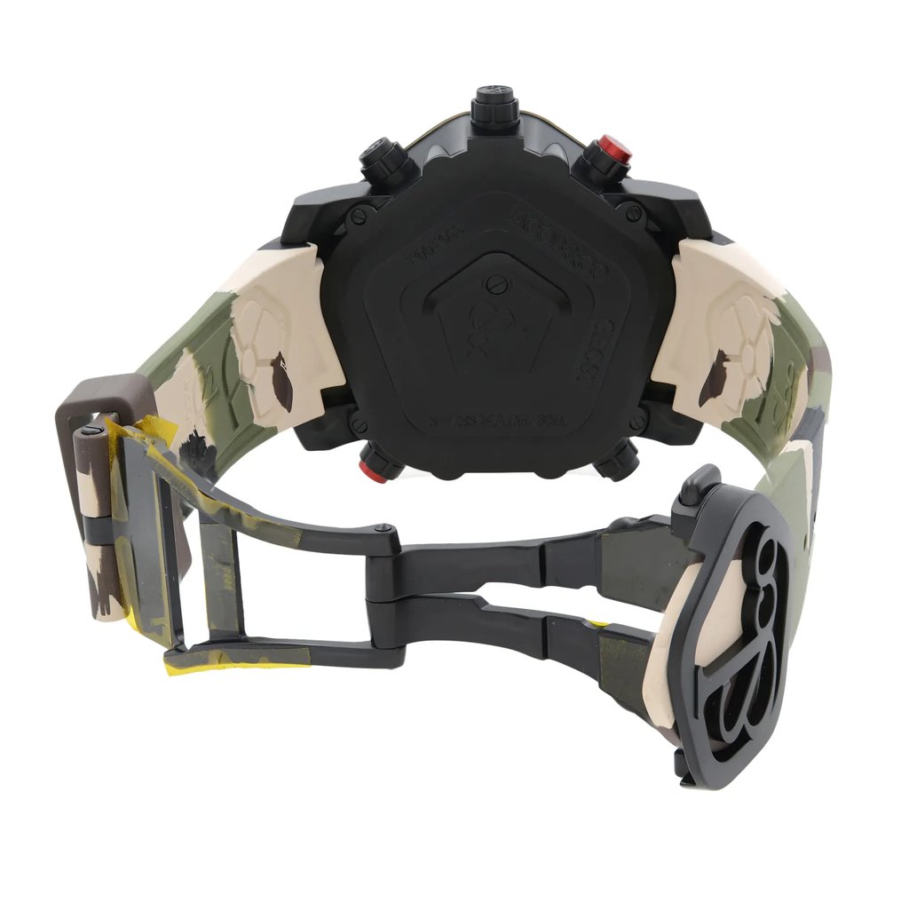 Back View Of Screwback Back Case And Open Rubber,Silicone Band Of JACOB & Co. GH100.11.NS.PC.ANO4D Watch Unworn Condition