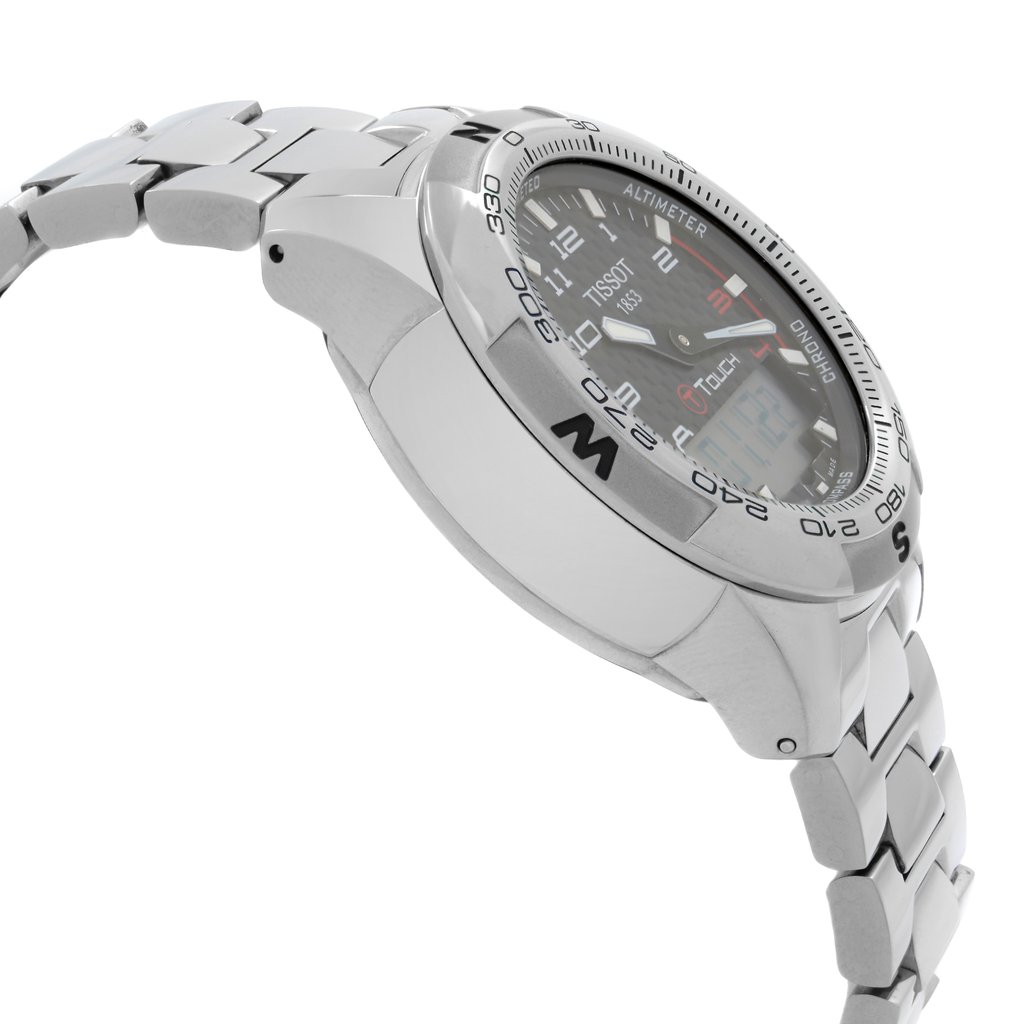 View Of Opposite Crown Facing Side Of Tissot T047.420.44.207.00 Titanium Watch Pre Owned Condition