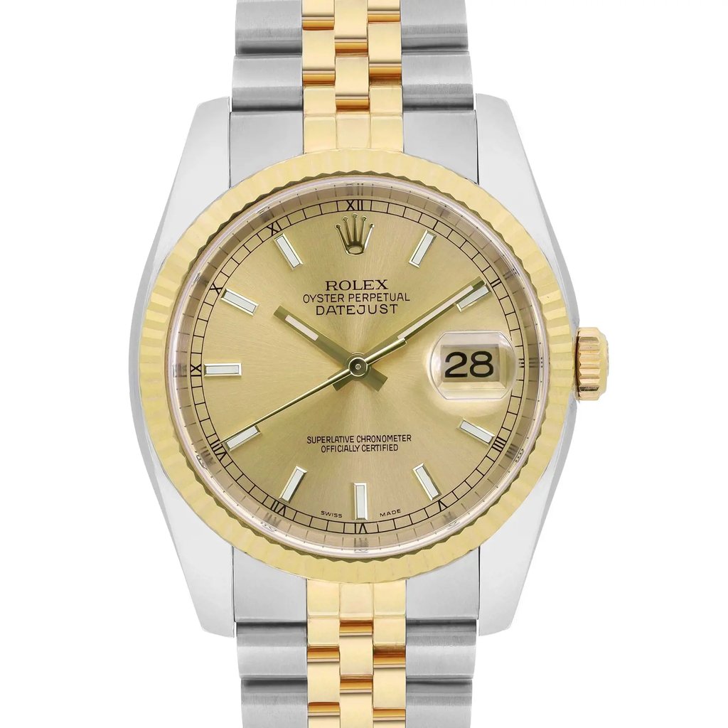 Up Close Front Facing Picture Of Rolex 116233 Stainless Steel Watch Pre Owned Condition