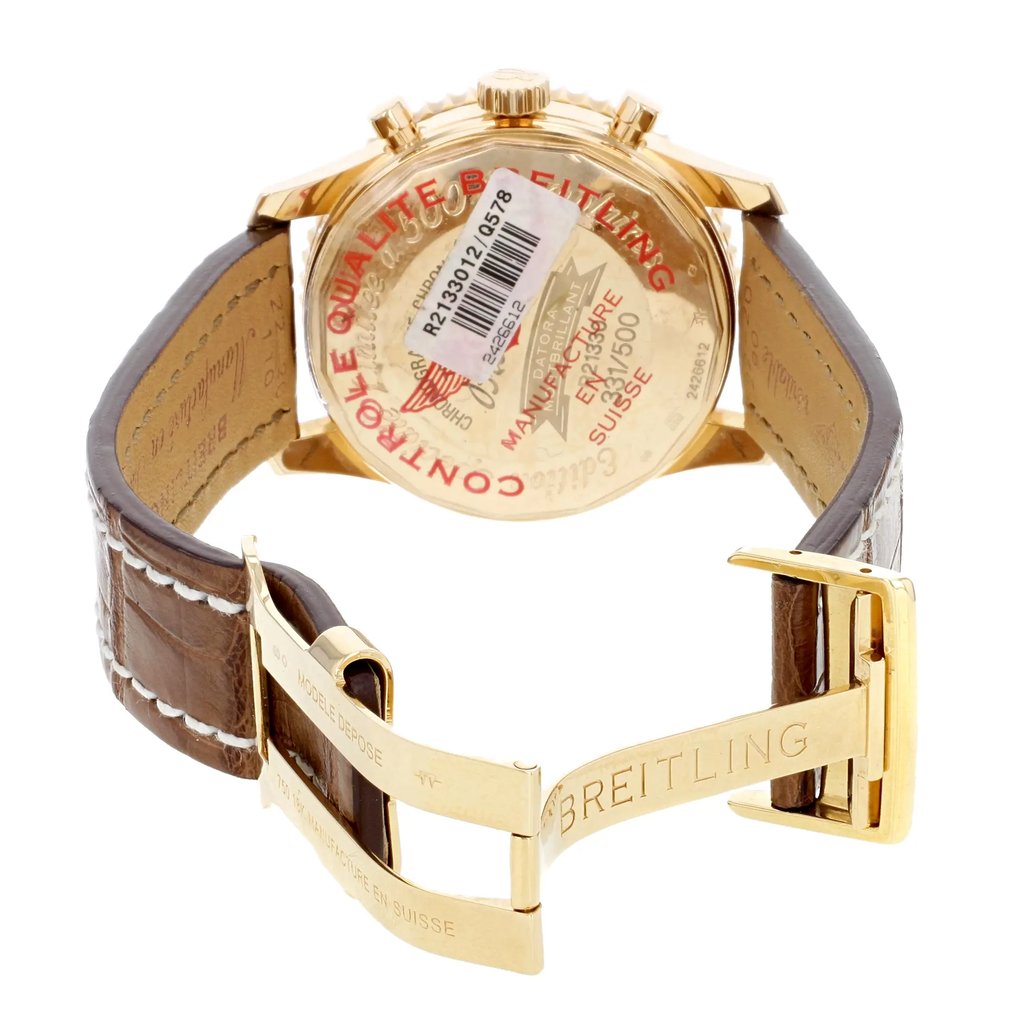 Back View Of {Caseback} Back Case And Open Leather Band Of Breitling R2133012.Q578.739P.R20BA.1 Watch Display Model Condition