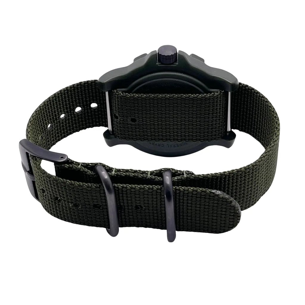 Back View Of Screwback Back Case And Closed Nylon Band Of Luminox  XS.8817.GO Watch Display Model Condition