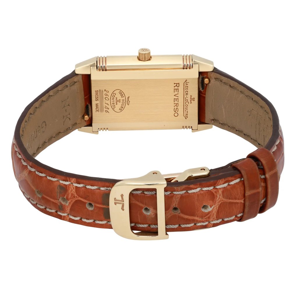 Back View Of Solid Back Case And Closed Leather Band Of Jaeger-LeCoultre 260.1.86 Watch Pre Owned Condition