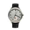 An image of a Wristwatch by Mondaine. This Pre Owned item is designed for Men, featuring a Casual,Classic,Dress/Formal style. It has a Quartz movement and an Analog display with a Gray dial color. The indices include 12-Hour Dial,Non-Numeric Hour Marks,Stick Indexes. The band is made of Leather and the case is made of Stainless Steel. The watch has a Round shape with a case size of 43 mm and a case thickness of 11 mm.