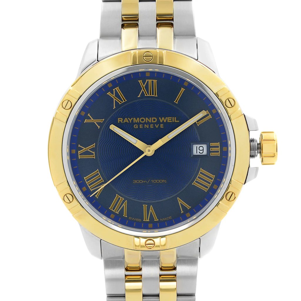 Up Close Front Facing Picture Of RAYMOND WEIL 8160-STP-00508 Stainless Steel Watch Display Model Condition