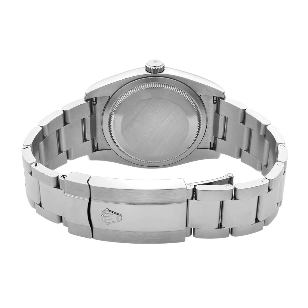 Back View Of {Caseback} Back Case And Closed Stainless Steel Band Of Rolex 116234 Watch Pre Owned Condition