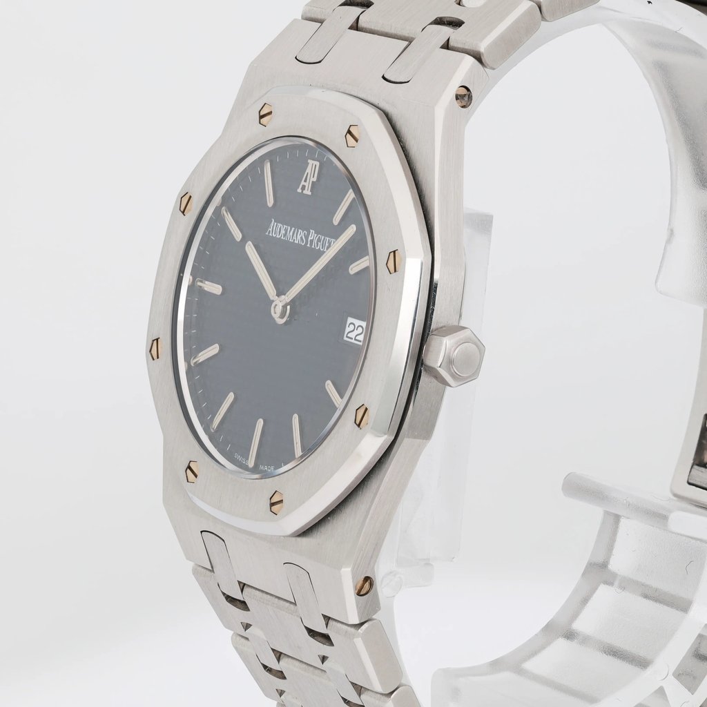 View Of Crown Facing Side Of Audemars Piguet Royal Oak Stainless Steel Watch Pre Owned Condition