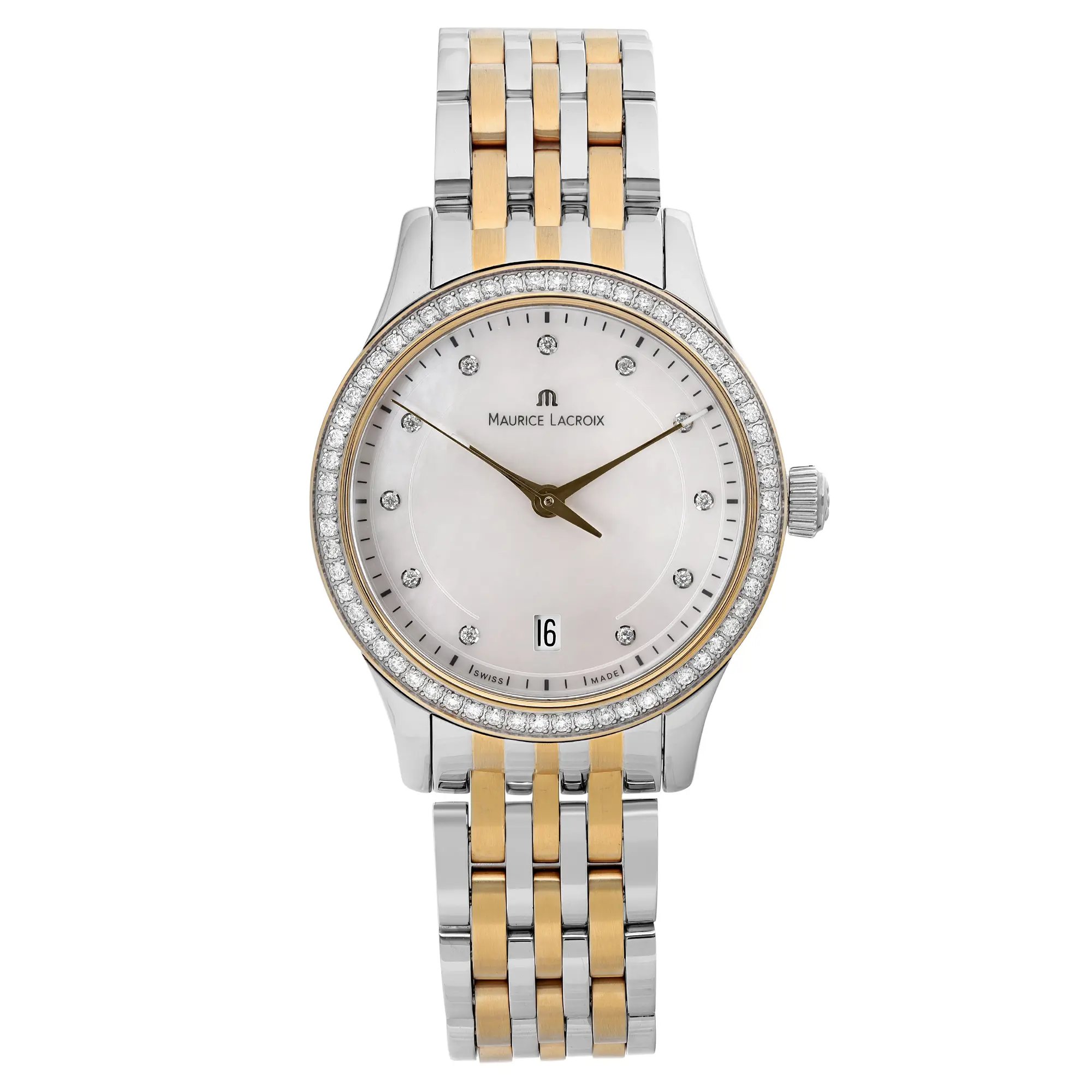 Front Full View Of Maurice Lacroix LC1026-PVY23-170 Stainless Steel Watch Unworn Condition Excellent