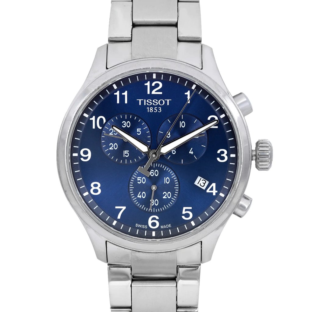 Up Close Front Facing Picture Of Tissot T116.617.11.047.01 Stainless Steel Watch Pre Owned Condition