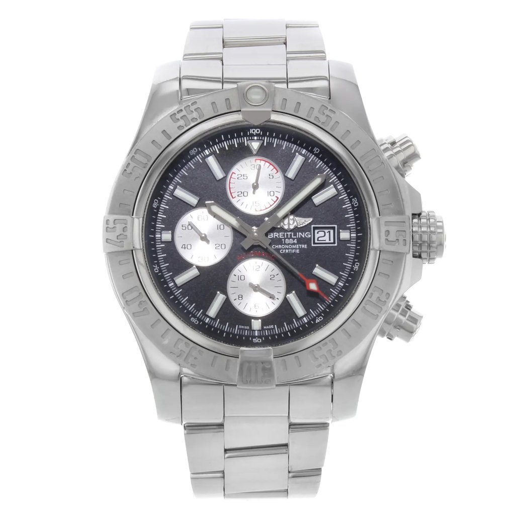 Front Full View Of Breitling A1337111/BC29-168A Stainless Steel Watch Pre Owned Condition {Product Condition}