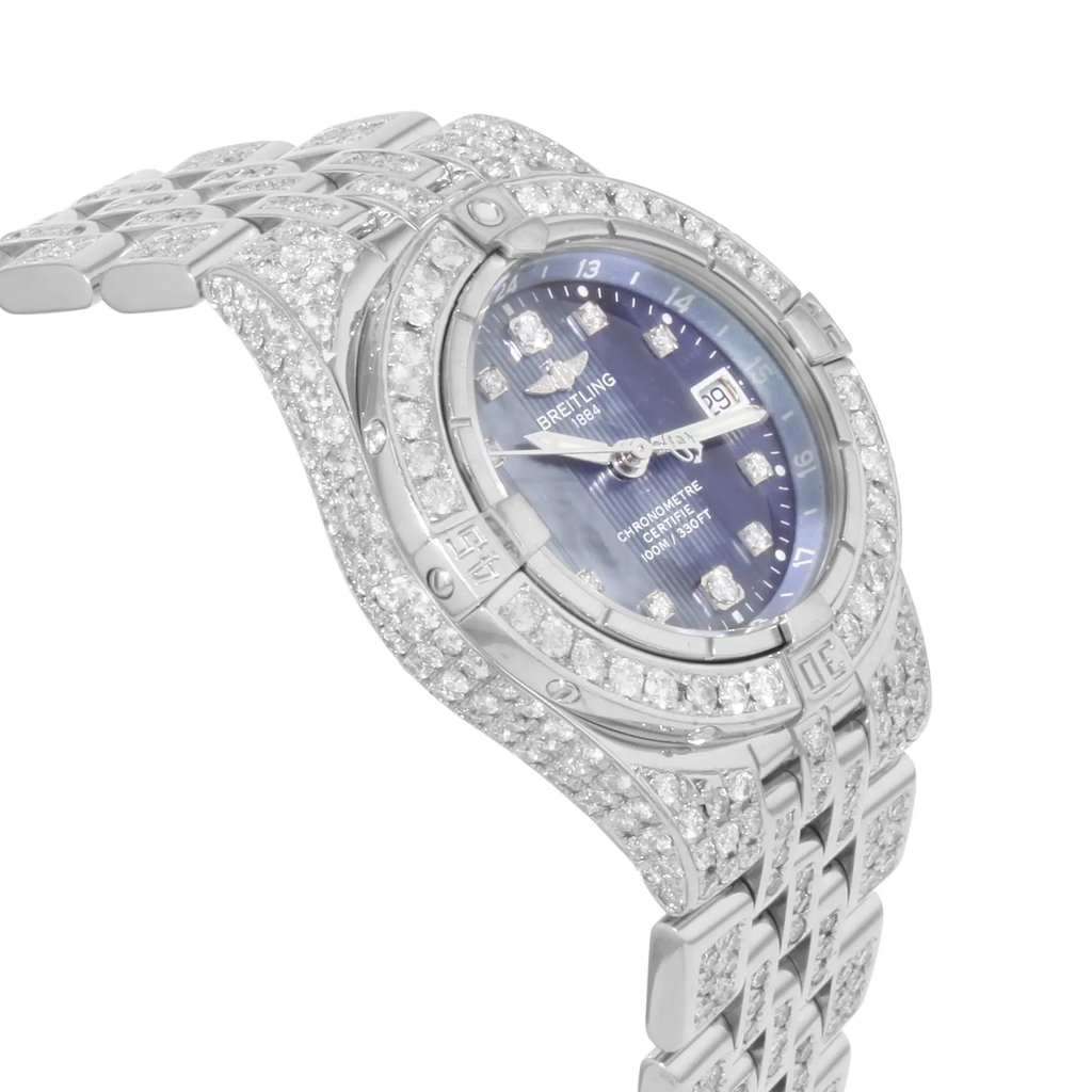 View Of Opposite Crown Facing Side Of Breitling A71340 Stainless Steel Watch Pre Owned Condition