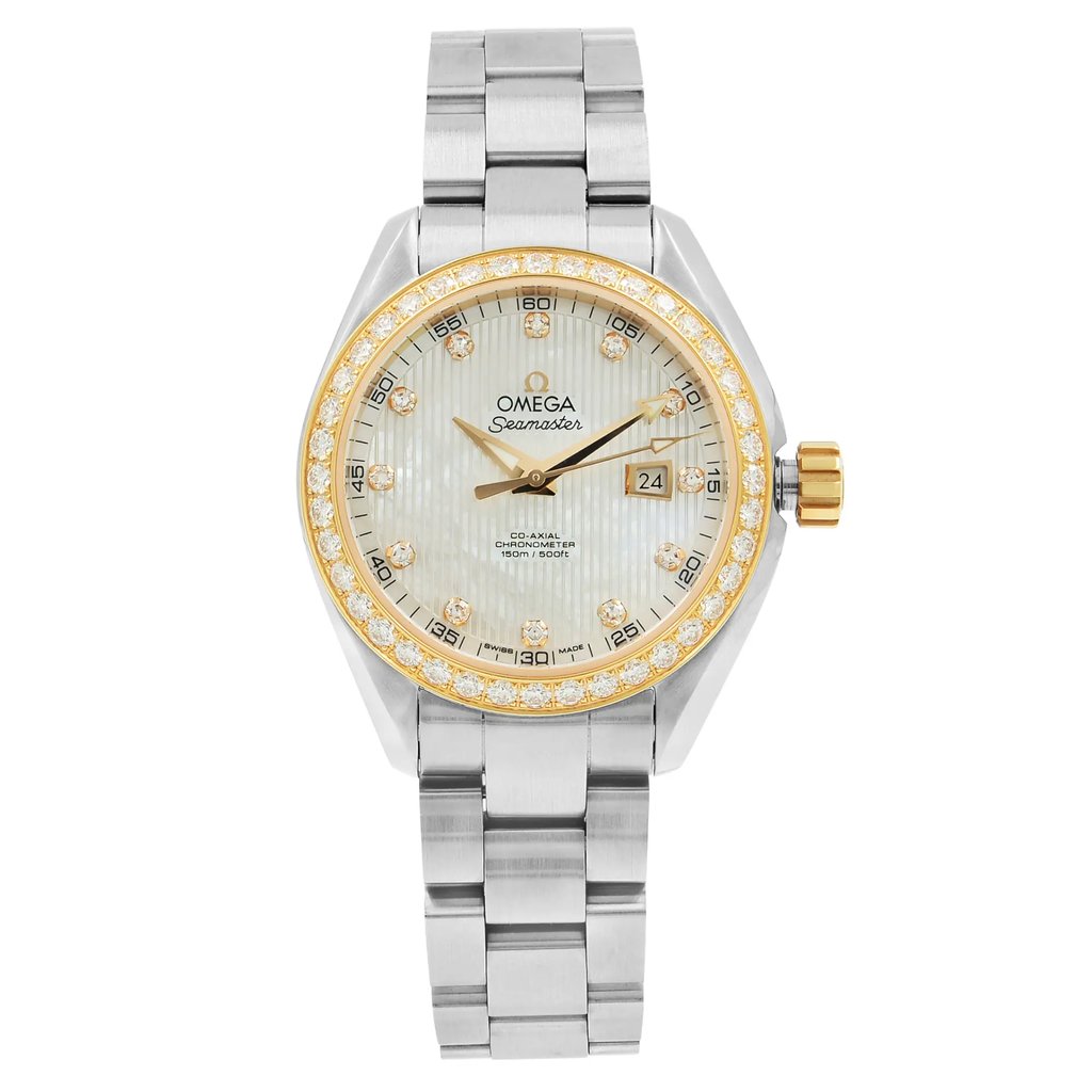 Front Full View Of OMEGA 231.25.34.20.55.004 Stainless Steel Watch Display Model Condition Excellent