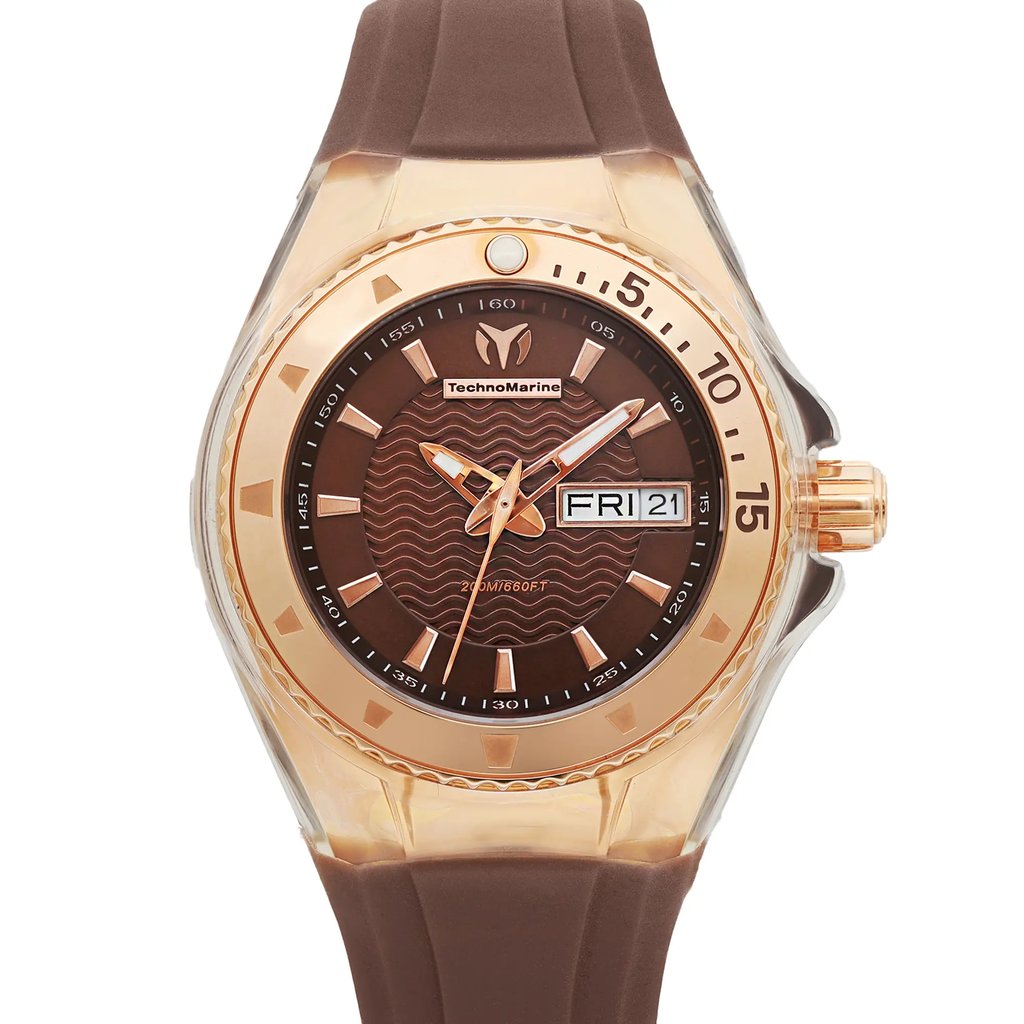 Up Close Front Facing Picture Of TechnoMarine 111009 Stainless Steel Watch Pre Owned Condition