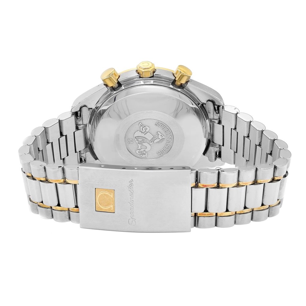 Back View Of Solid Back Case And Closed Stainless Steel,Gold Band Of Omega 3311.80.00 Watch Pre Owned Condition