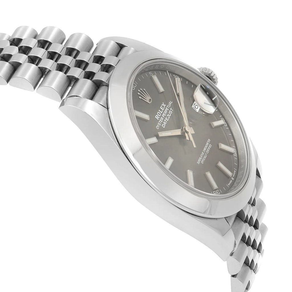 View Of Opposite Crown Facing Side Of Rolex 126300RSJ Stainless Steel Watch Display Model Condition