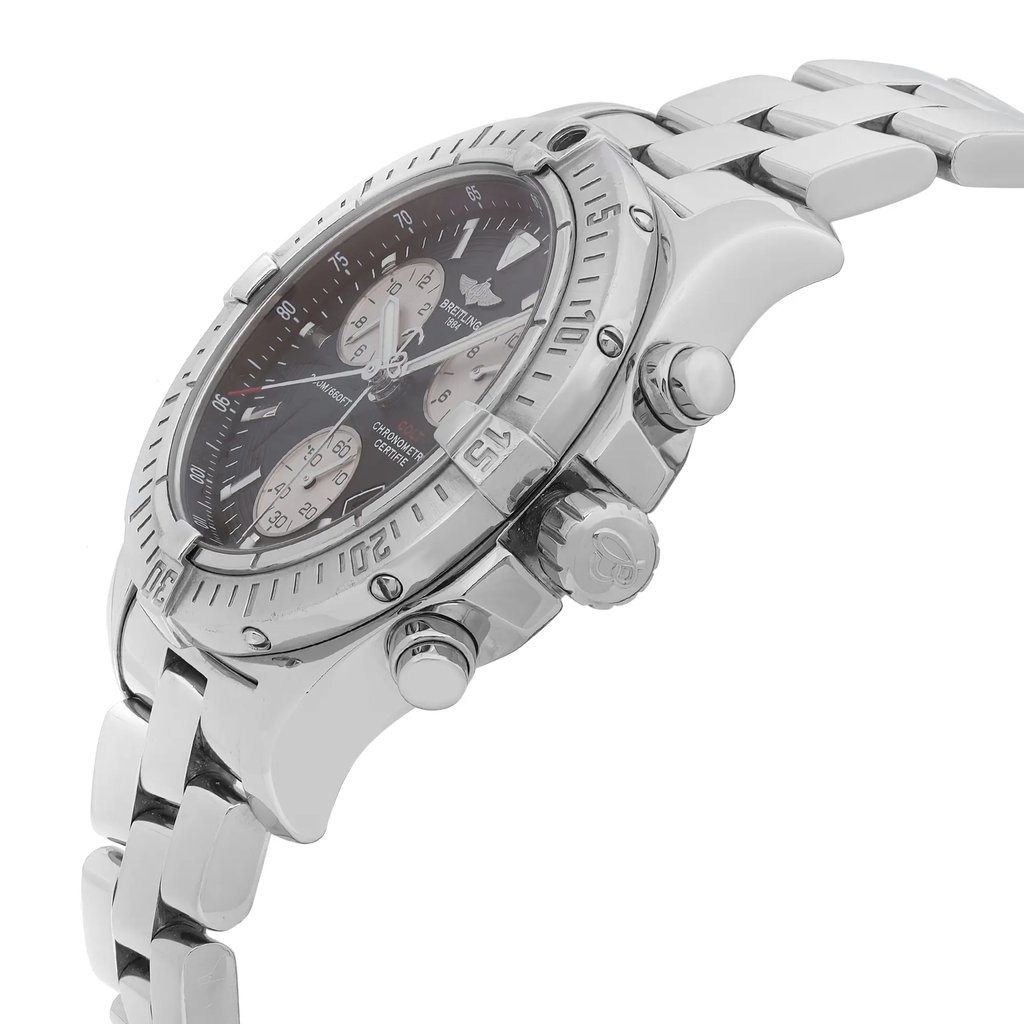 View Of Crown Facing Side Of Breitling A73380 Stainless Steel Watch Pre Owned Condition
