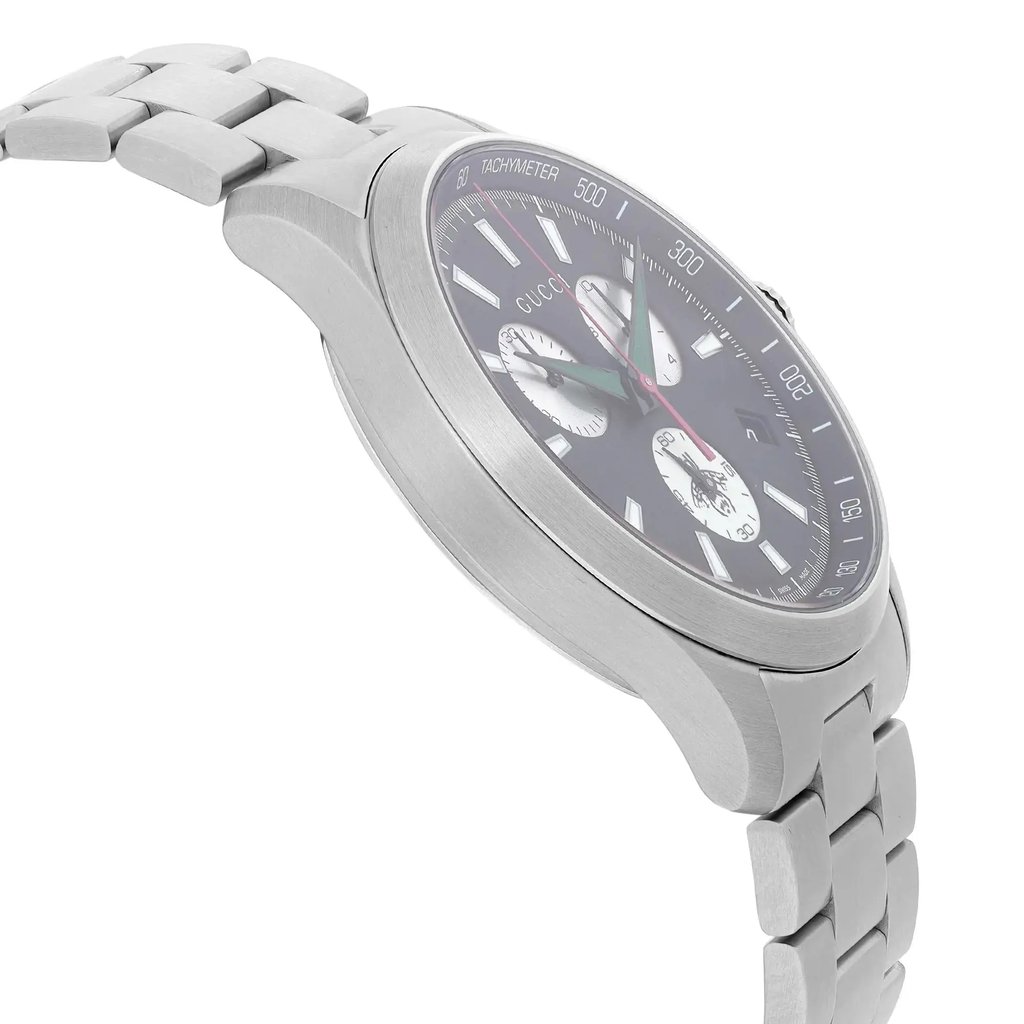 View Of Opposite Crown Facing Side Of Gucci YA126267 Stainless Steel Watch Pre Owned Condition