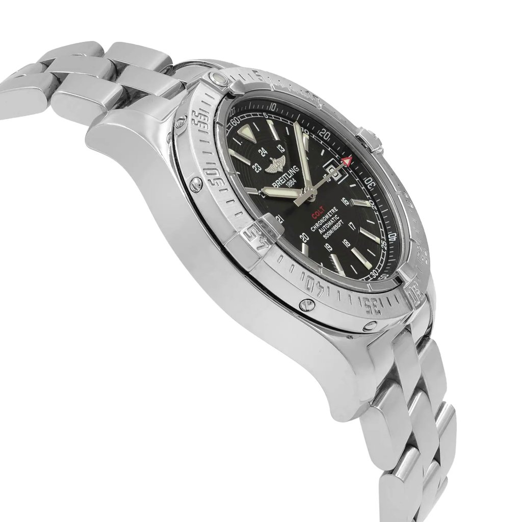 View Of Opposite Crown Facing Side Of Breitling A17380 Stainless Steel Watch Pre Owned Condition