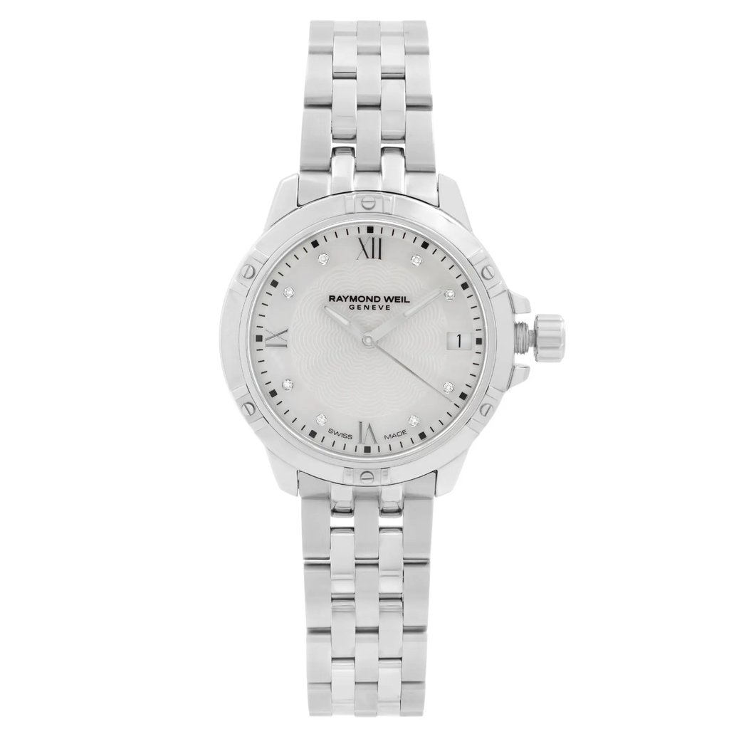 Front Full View Of RAYMOND WEIL 5960-ST-00995 Stainless Steel Watch Unworn Condition Excellent