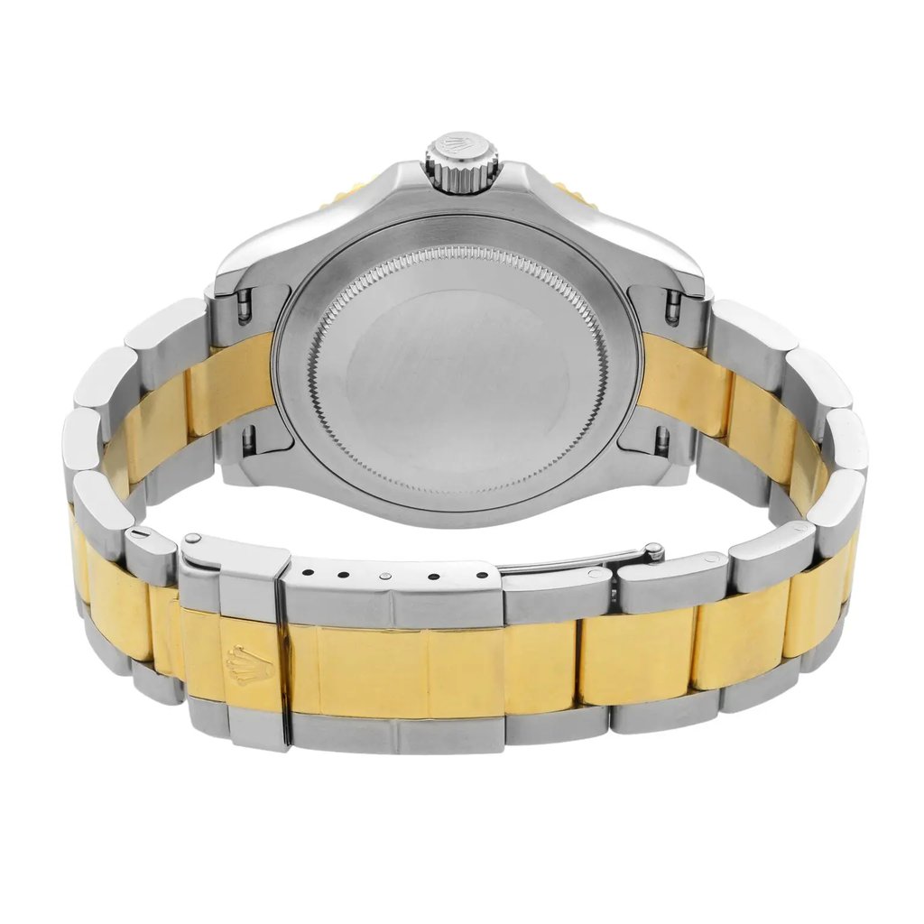 Back View Of {Caseback} Back Case And Closed Stainless and Solid Gold Band Of Rolex 16623 Watch Pre Owned Condition