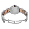 An image of a pre-owned wristwatch taken from a back view at a close distance. The watch is positioned with its clasp open, revealing the stainless steel and rose gold links of the bracelet. The brand name is engraved on the back of the watch case, which is central in the image. The angle highlights the watch's craftsmanship and materials.