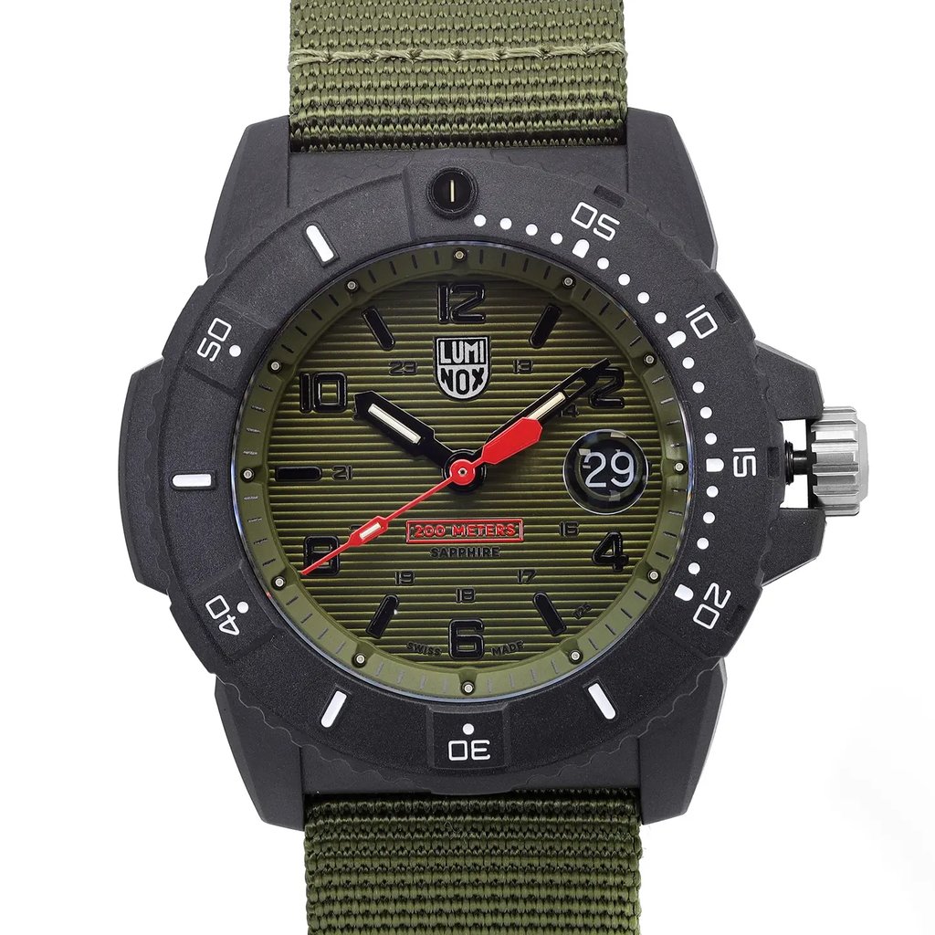 Up Close Front Facing Picture Of Luminox XS.3617.SET Carbon Watch New Condition