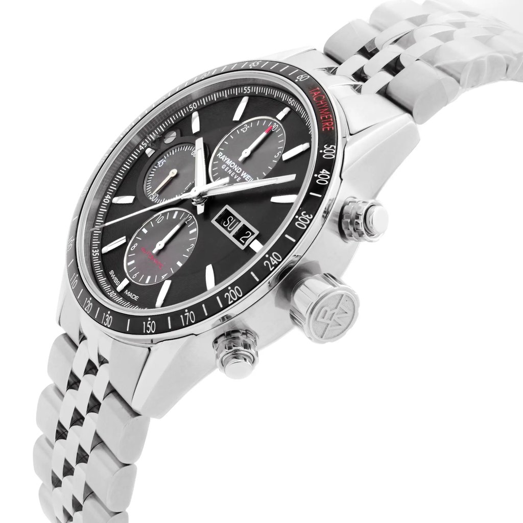 View Of Crown Facing Side Of RAYMOND WEIL 7731-ST1-20621 Stainless Steel Watch New With Defects Condition