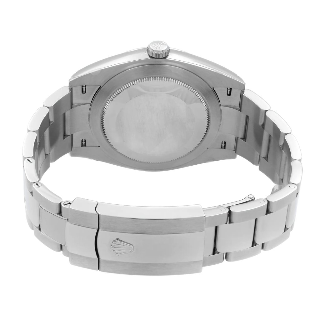 Back View Of Screwback Back Case And Closed Stainless Steel Band Of Rolex 126334 Watch Unworn Condition