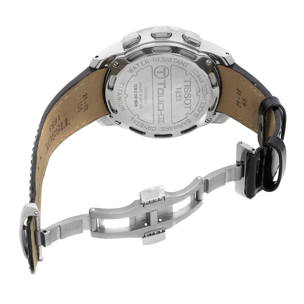Back View Of Screwback Back Case And Open Leather Band Of Tissot T047.220.46.126.00 Watch Display Model Condition