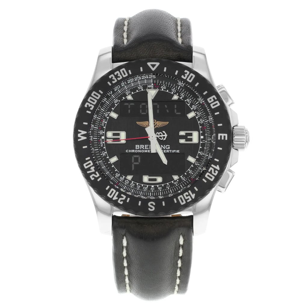 Front Full View Of Breitling A7836423-B91 Stainless Steel Watch Pre Owned Condition {Product Condition}