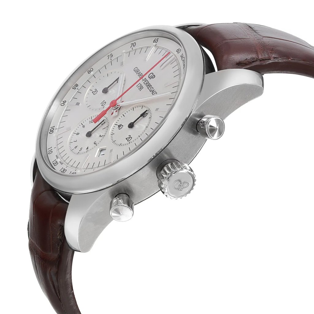 View Of Crown Facing Side Of Girard-Perregaux 49590-11-111 Stainless Steel Watch Pre Owned Condition