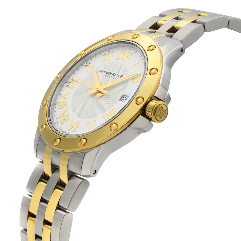 View Of Crown Facing Side Of RAYMOND WEIL 5599-STP-00308 Stainless Steel Watch Pre Owned Condition