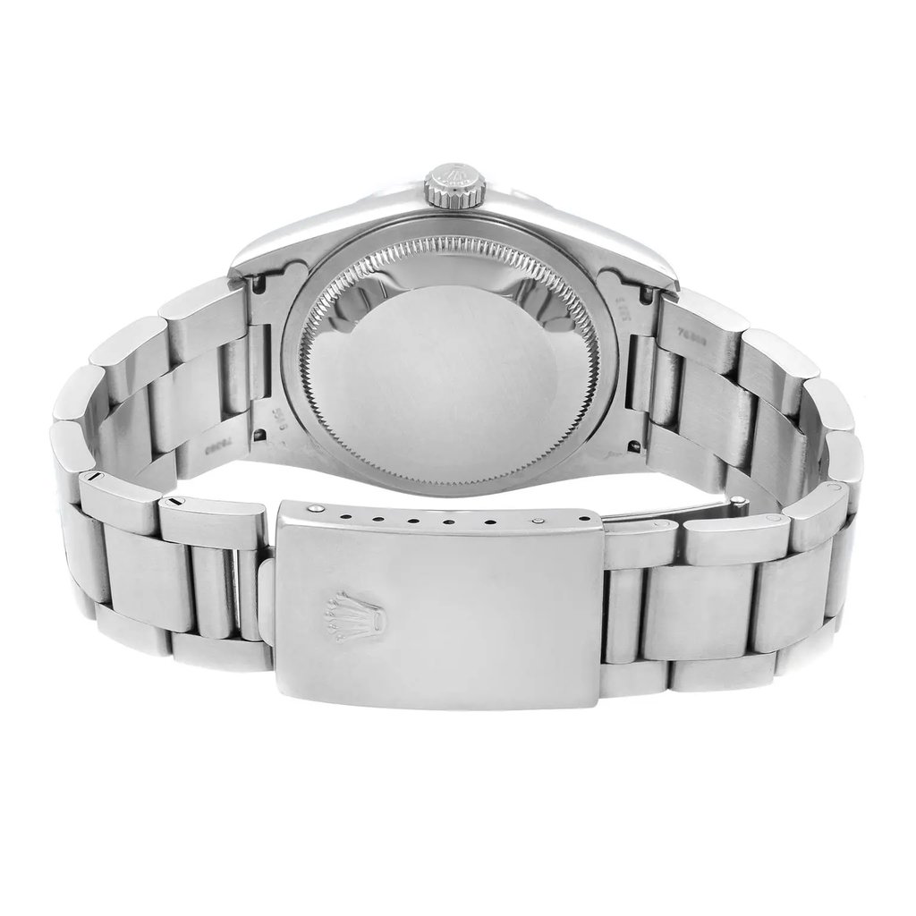 Back View Of {Caseback} Back Case And Closed Stainless Steel Band Of Rolex 16220 Watch Pre Owned Condition