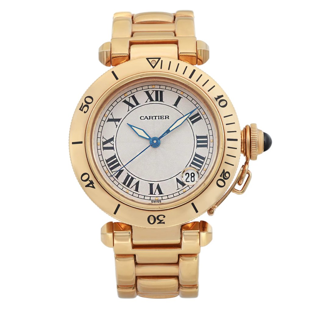 Front Full View Of Cartier Ref.1035.1 Yellow Gold Watch Pre Owned Condition Good