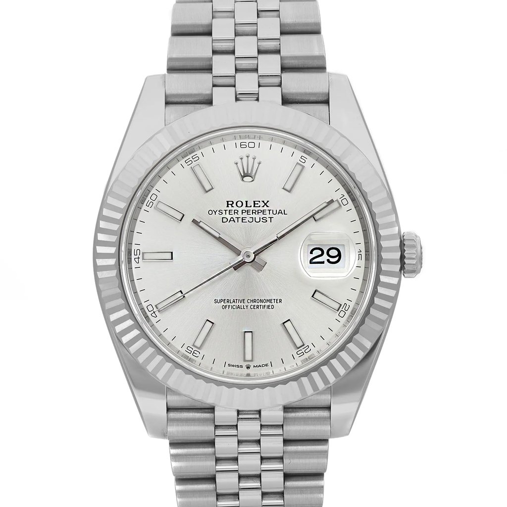 Up Close Front Facing Picture Of Rolex 126334 Stainless Steel Watch New Condition