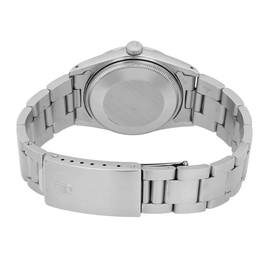 Back View Of Solid Back Case And Closed Stainless Steel Band Of Rolex 15000 Watch Pre Owned Condition