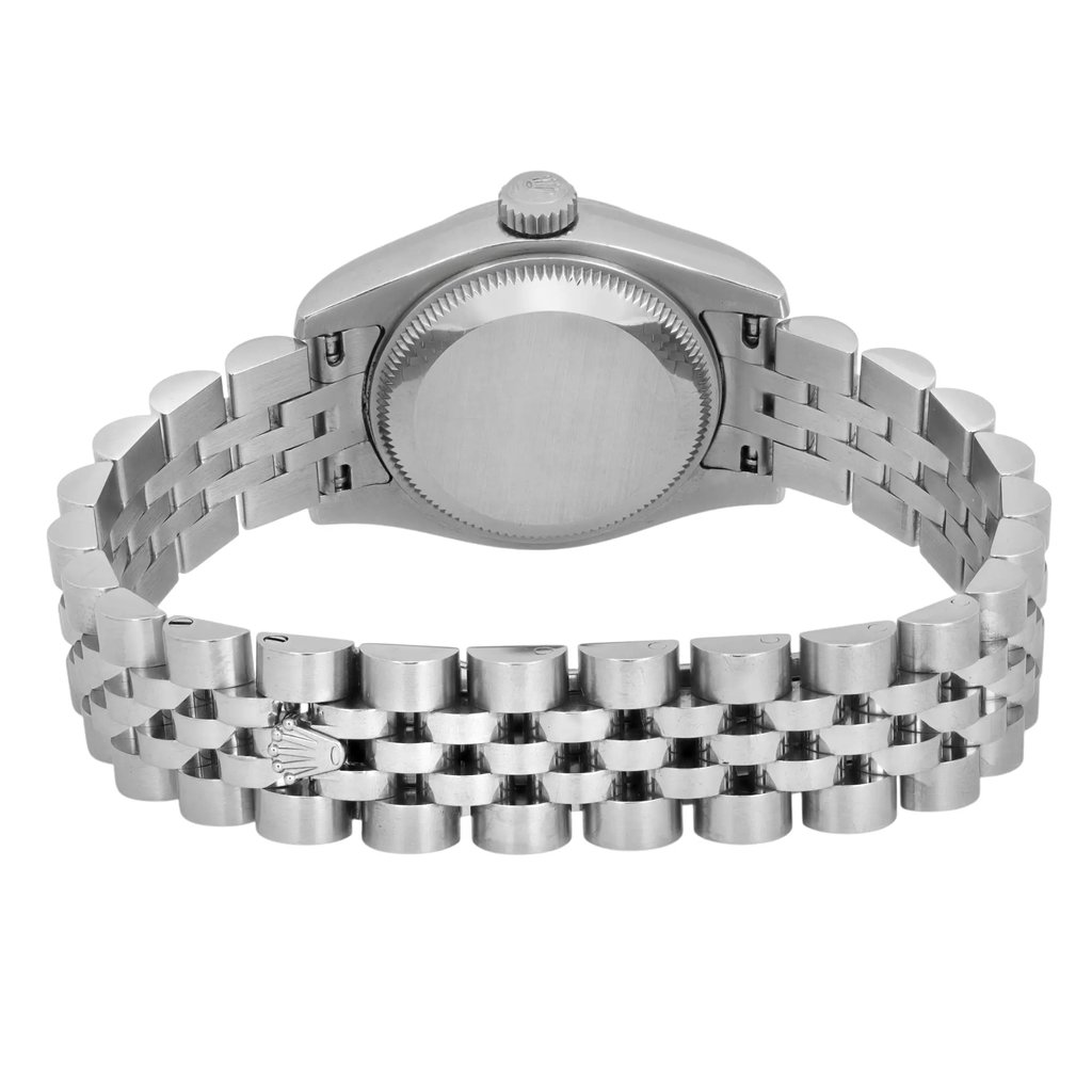 Back View Of Solid Back Case And Closed Stainless Steel Band Of Rolex 179174 Watch Pre Owned Condition