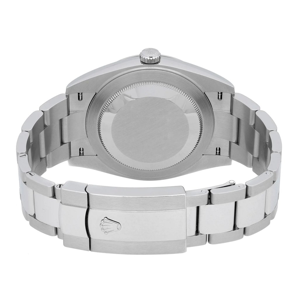 Back View Of Screwback Back Case And Closed Stainless Steel Band Of Rolex 126334 Watch Unworn Condition