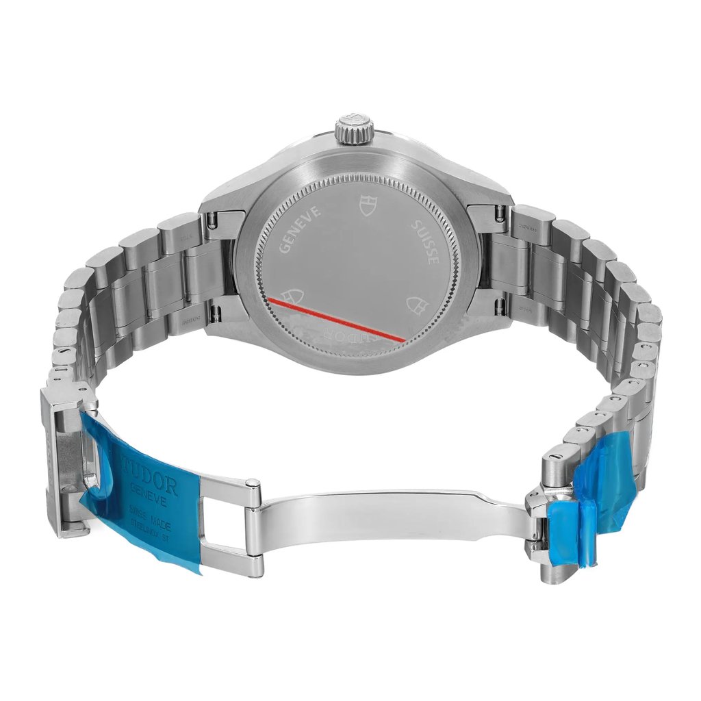 Back View Of Screwback Back Case And Open Stainless Steel Band Of TUDOR 12300 Watch Unworn Condition