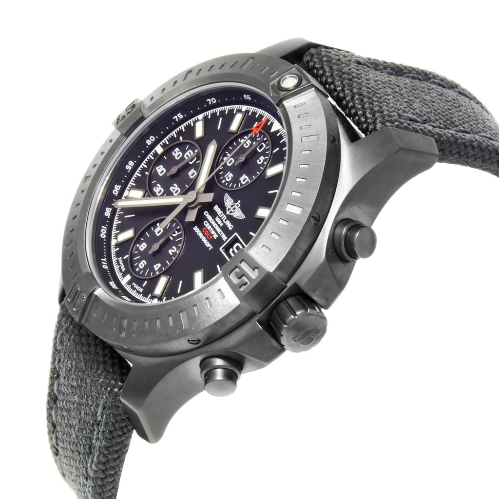 View Of Crown Facing Side Of Breitling M1338810/BF01-109W Stainless Steel Watch New With Defects Condition