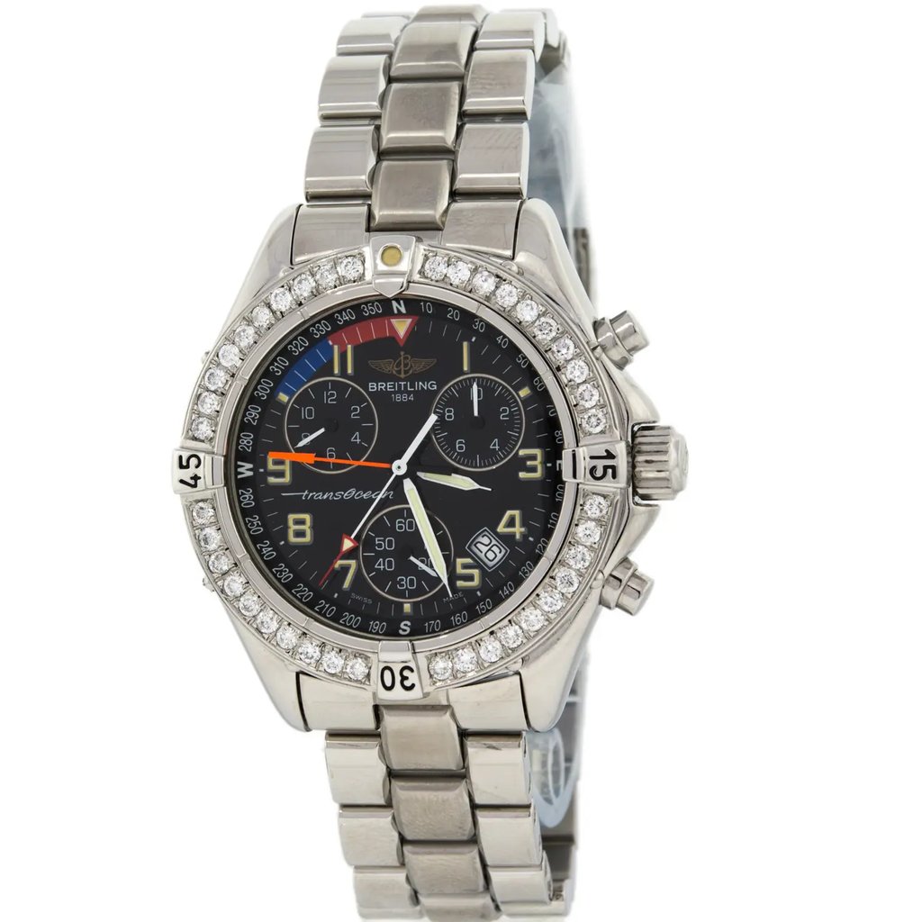 Front Full View Of Breitling A530401 Stainless Steel Watch Pre Owned Condition {Product Condition}