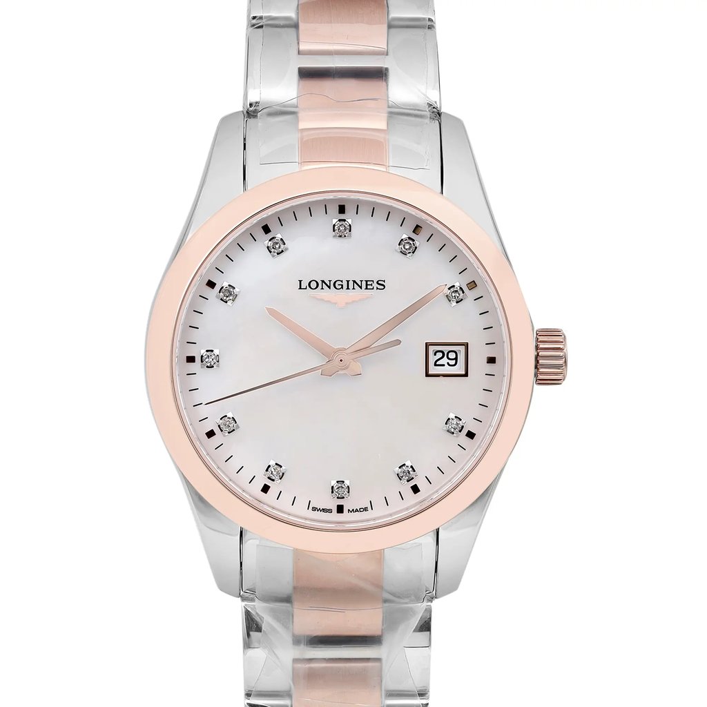 Up Close Front Facing Picture Of Longines L2.386.3.87.7 Stainless Steel Watch New With Defects Condition