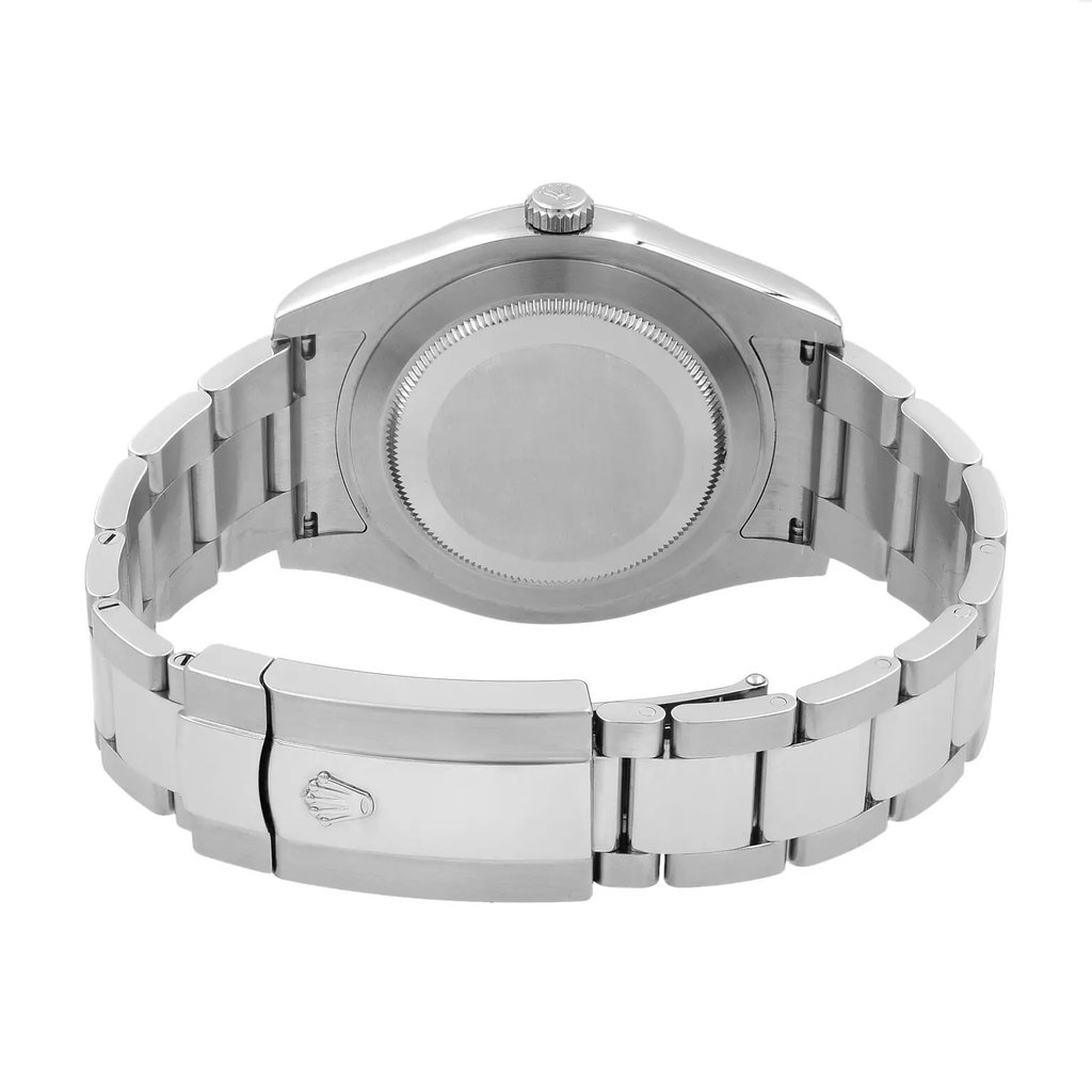 Back View Of Solid Back Case And Closed Stainless Steel Band Of Rolex 116300 Watch Pre Owned Condition