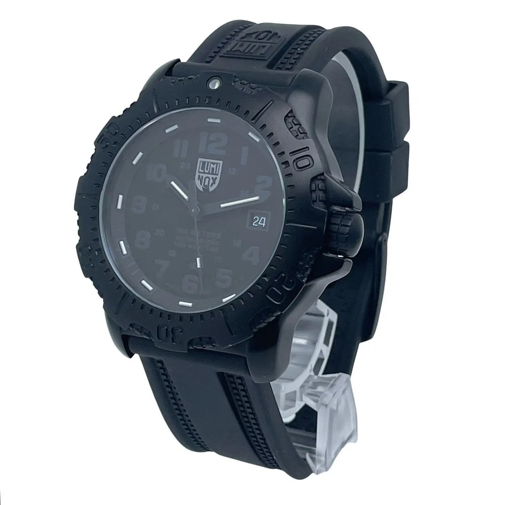 View Of Crown Facing Side Of Luminox 4221.BO.NSF Stainless Steel Watch Unworn Condition