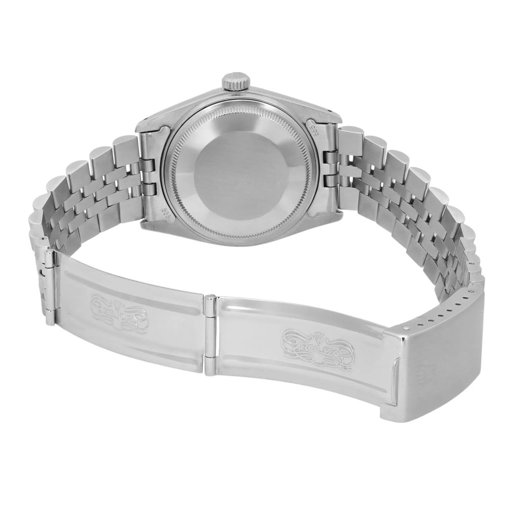 Back View Of Screwback Back Case And Open Stainless Steel Band Of Rolex 16030 Watch Pre Owned Condition